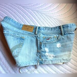 Hollister Light Blue Distressed Denim Shorts Size 9